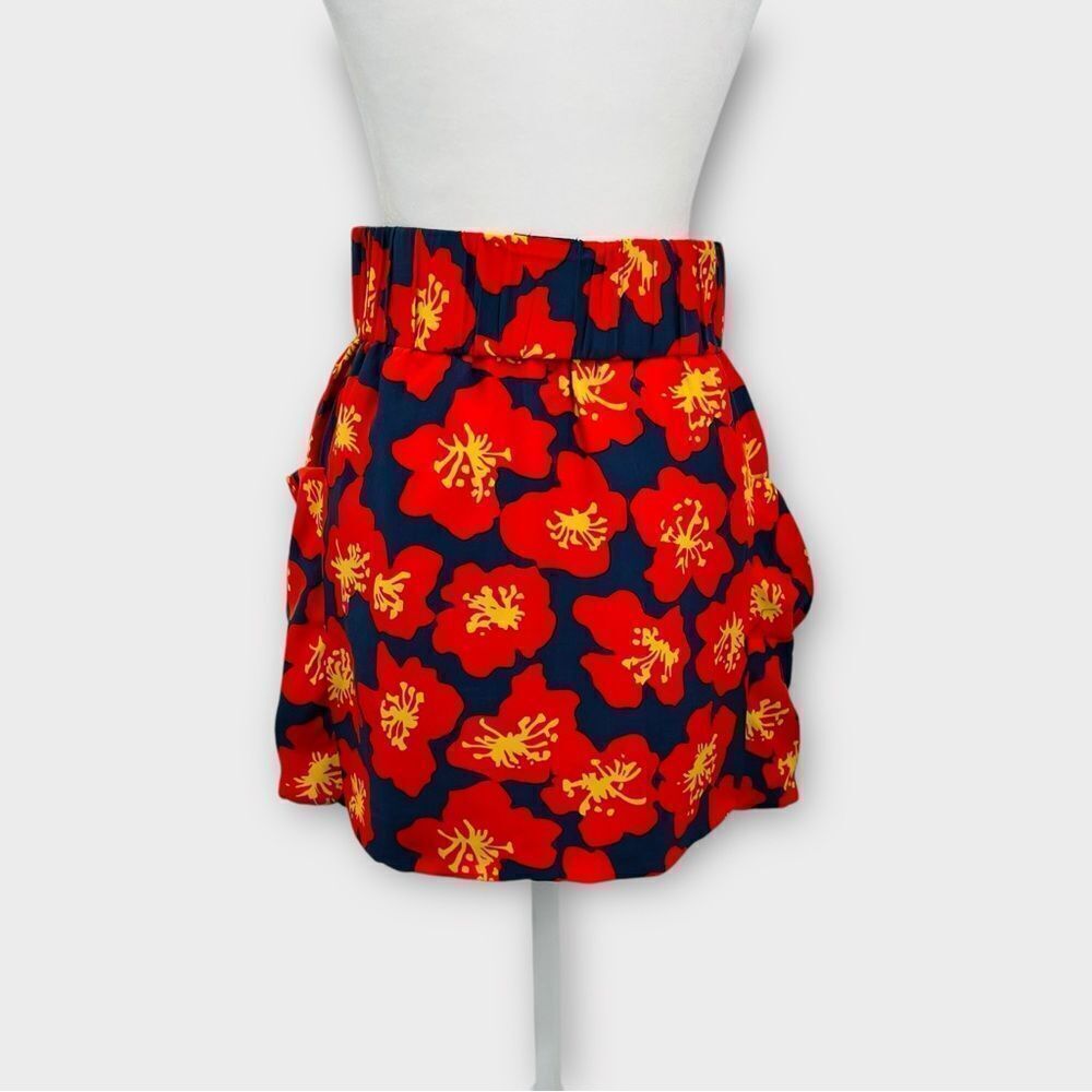 DOLCE VITA Silk Mini Bubble Skirt With Pockets In Red Floral Women’s Size XS - Picture 4 of 9